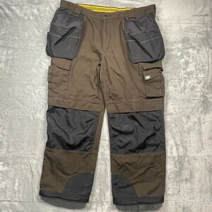 CAT Caterpillar Work Cargo Pants Men Brown Black Utility Tool Pockets Size 42X30